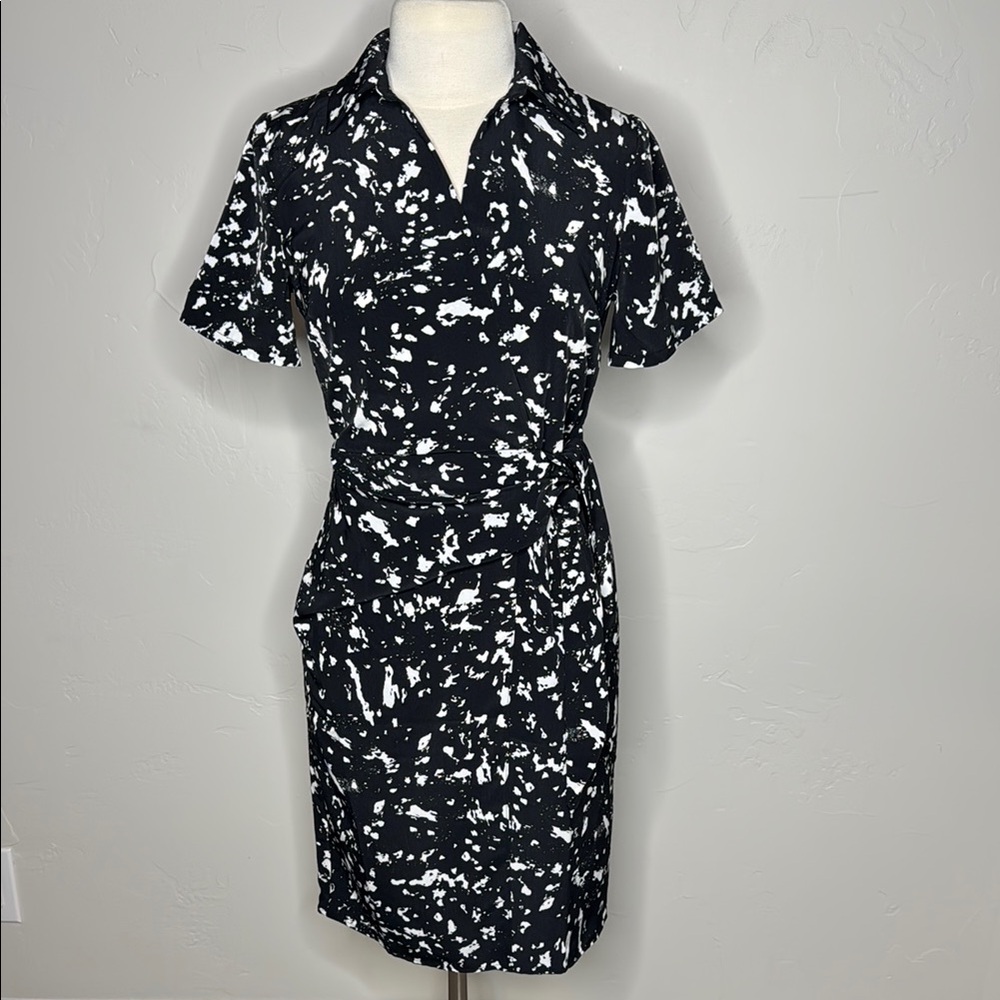Calvin Klein Black and White Wrap Dress